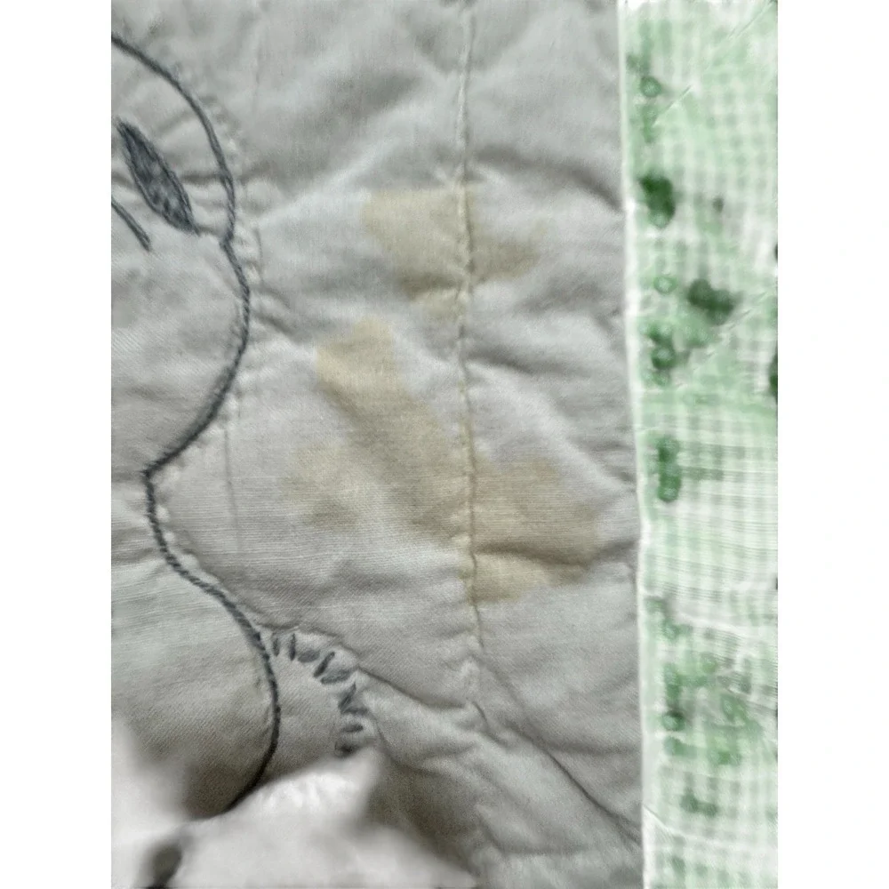 Hand Embroidered Hand Quilted 15 Squares Animals Pink Green Gingham 67‎ X 44
